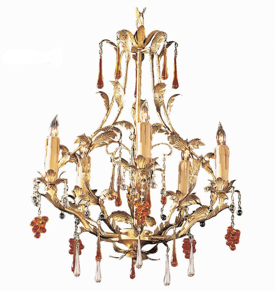 Paris Market 5 Light Murano Crystal Gold Mini Chandelier