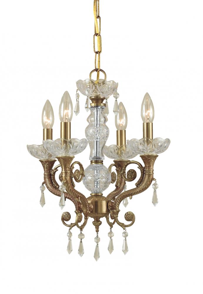 Crystorama Regal 4 Light Clear Crystal Brass Mini Chandelier