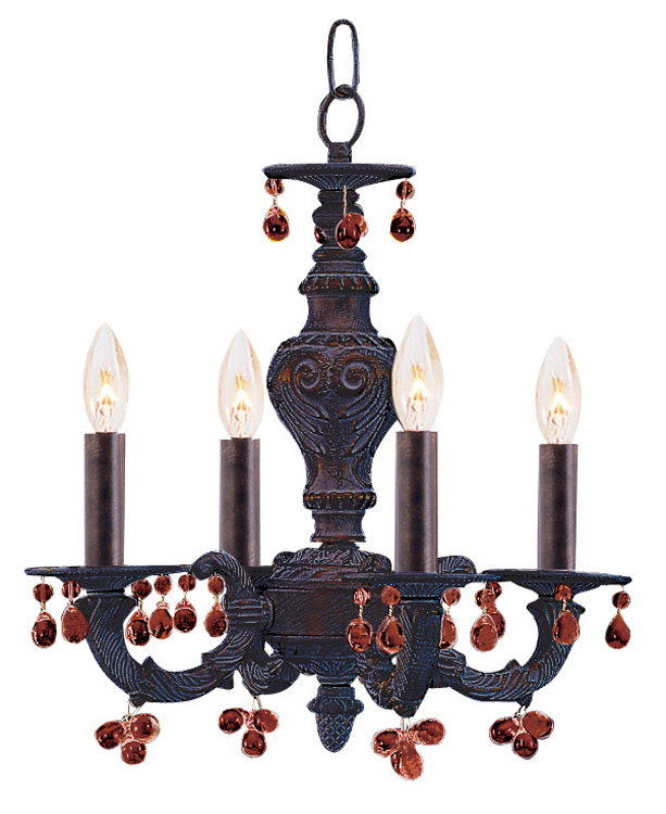 Paris Market 4 Light Amber Crystal Bronze Mini Chandelier