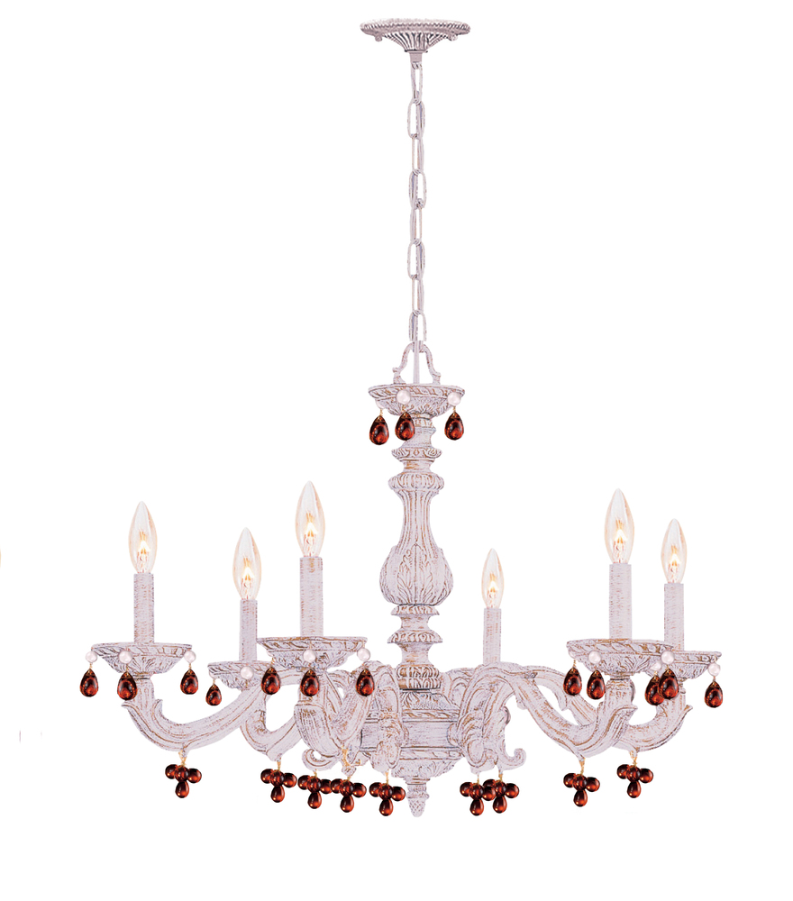 6 Light Antique White Chandelier