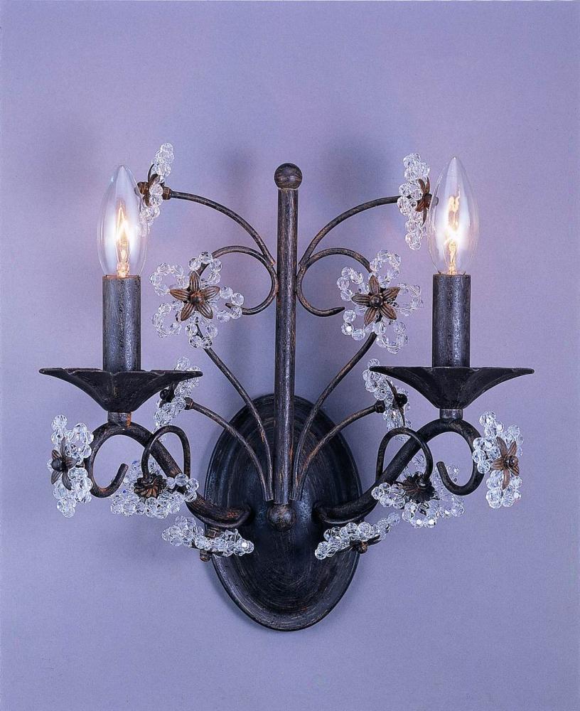 Crystorama 2 Light Dark Rust Sconce