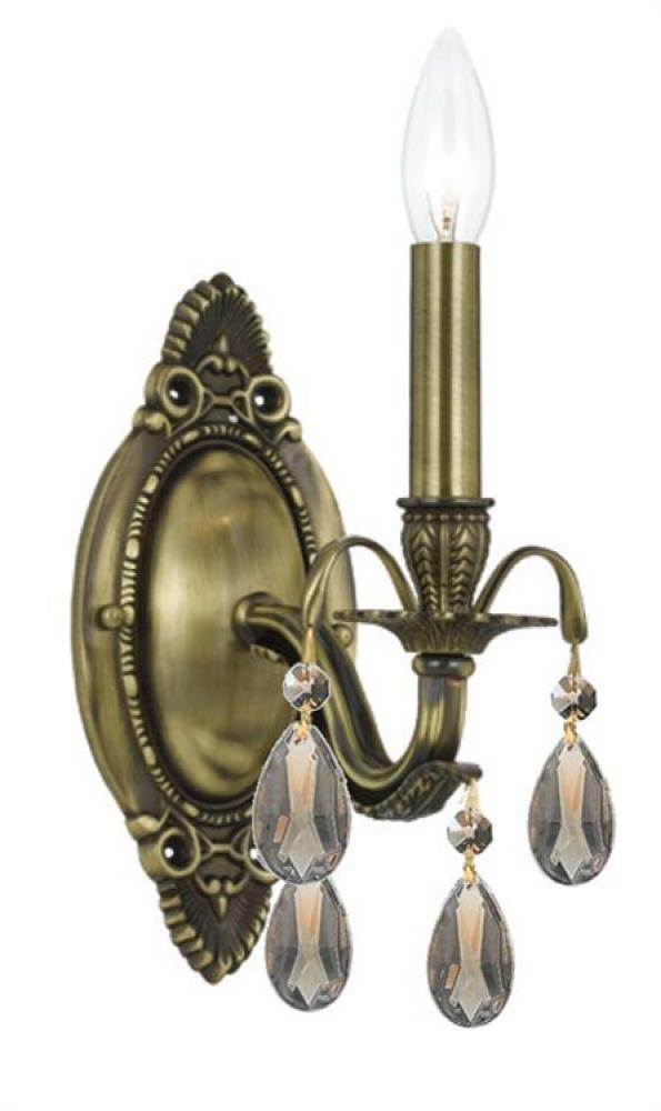 Dawson 1 Light Golden Teak Crystal Brass Sconce