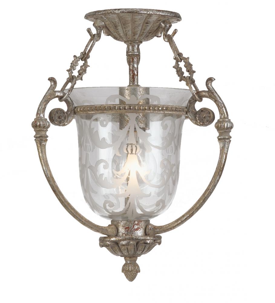 Crystorama Camden 1 Light Glass Silver Ceiling Mount