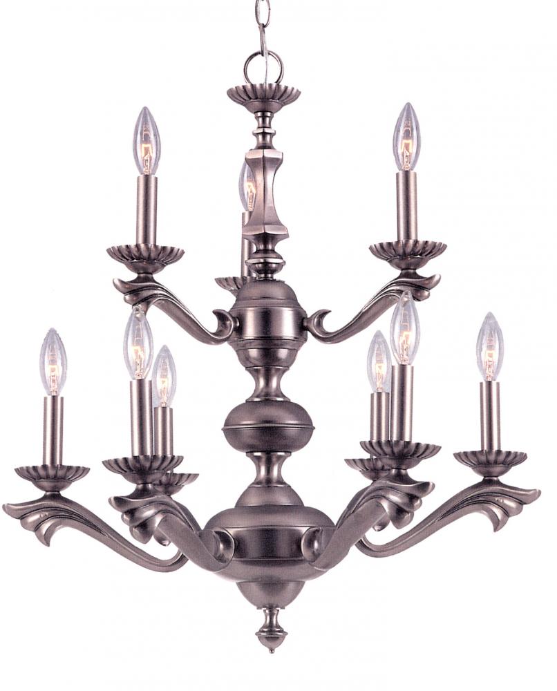 Crystorama 9 Light Pewter Chandelier