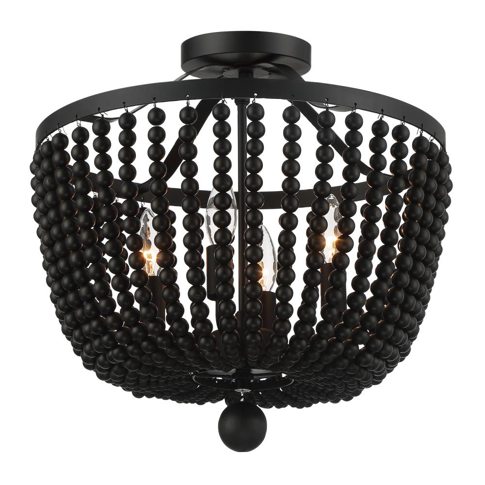 Rylee 4 Light Matte Black Semi Flush Mount