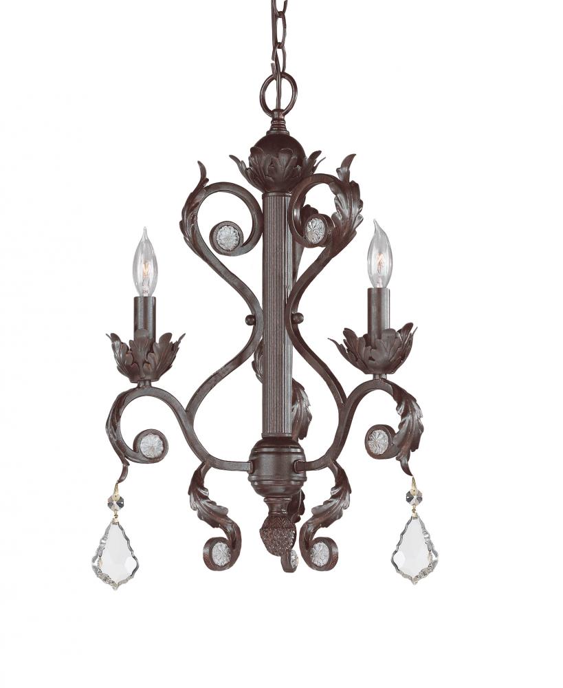 Crystorama Winslow 3 Light Optical Crystal Dark Rust Mini Chandelier II