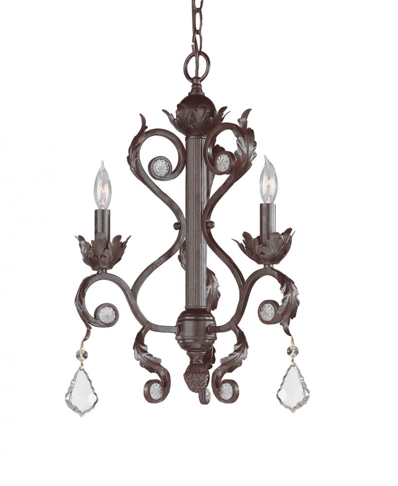 Crystorama 3 Light Clear Spectra Crystal Dark Rust Chandelier