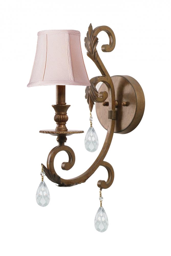 Royal 1 Light Clear Crystal Bronze Sconce