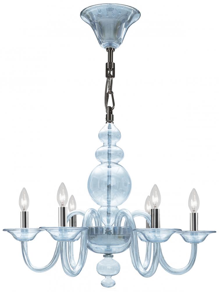 Crystorama Harper 6 Light Blue Glass Chandelier