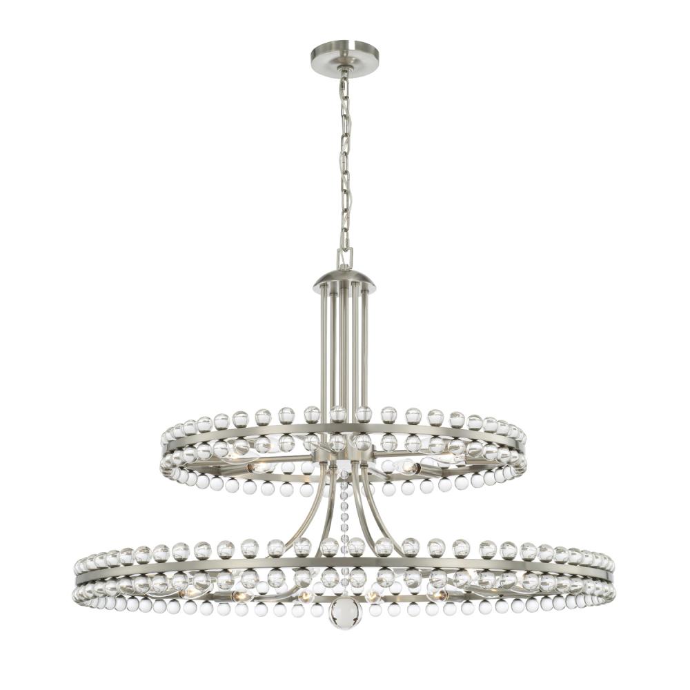 Clover 24 Light Brushed Nickel Two Tier Chandelier