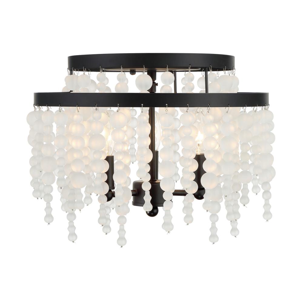 Poppy 3 Light Matte Black Semi Flush Mount