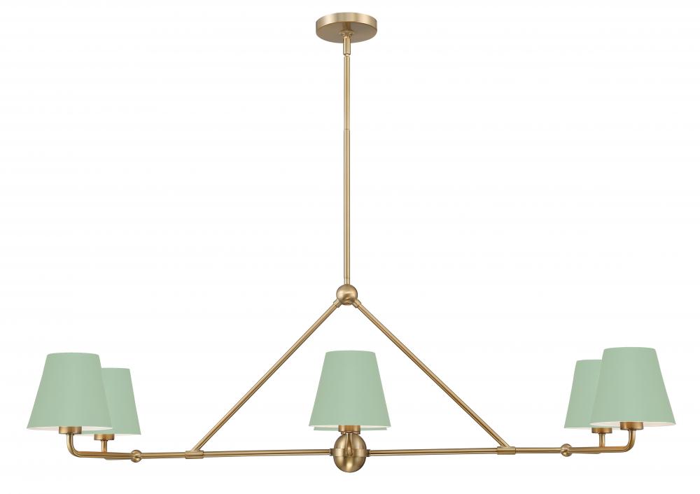 Xavier 6 Light Vibrant Gold + Green Chandelier