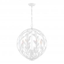  506-MT - Broche 6 Light Matte White Chandelier