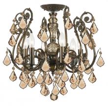 Crystorama 5115-EB-GT-S - Regis 6 Light Golden Teak Swarovski Strass Crystal Semi-Flush