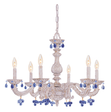 Crystorama 5226-AW-BLUE - Paris Market 6 Light Blue Crystal Antique White Chandelier