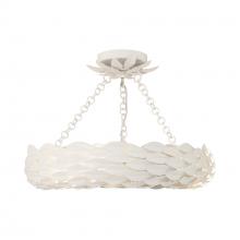 Crystorama 535-MT_CEILING - Broche 6 Light Matte White Semi Flush Mount