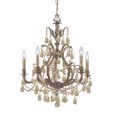 Crystorama 5575-AB-GTS - Dawson 5 Light Gold Teak Swarovski Strass Crystal Brass Chandelier