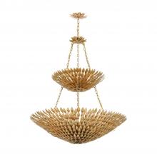 Crystorama 599-GA - Broche 18 Light Antique Gold Leaf Chandelier