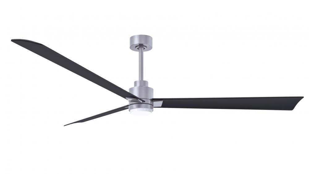 Alessandra 3-blade transitional ceiling fan in brushed nickel finish with matte white blades. Opti