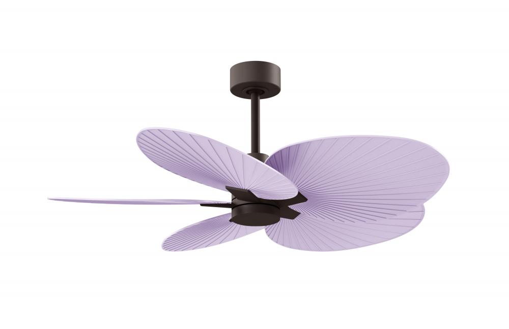 Alessandra Tropical 5-blade ceiling fan in Textured Bronze and Lilac blades.