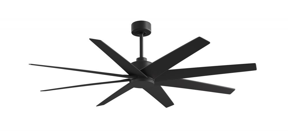 Ariella 8-blade ceiling fan in Matte Black and Matte Black blades