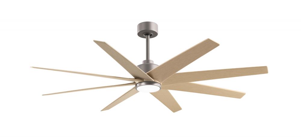 Ariella 8-blade ceiling fan in Brushed Nickel and Light Maple Tone blades