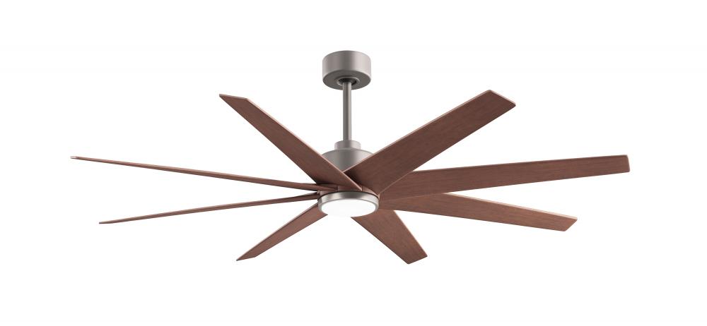 Ariella 8-blade ceiling fan in Brushed Nickel and Walnut Tone blades