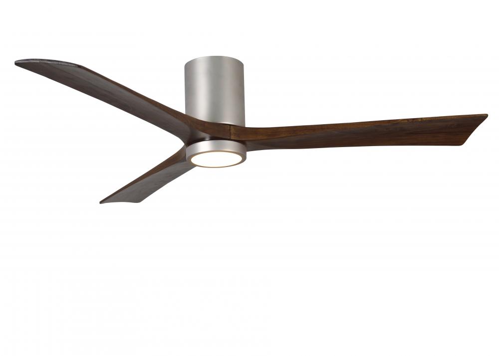 Irene-3HLK three-blade flush mount paddle fan in Brushed Nickel finish with 60” solid walnut ton