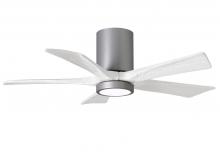  IR5HLK-BN-MWH-42 - IR5HLK five-blade flush mount paddle fan in Brushed Nickel finish with 42” solid matte white woo