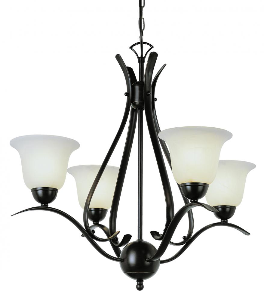 Aspen Collection 1-Tier Chandelier with Glass Bell Shades and Metal Branch Arms