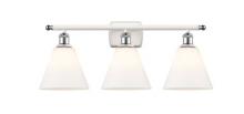  516-3W-WPC-GBC-81 - Berkshire - 3 Light - 28 inch - White Polished Chrome - Bath Vanity Light