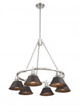 Golden 3306-6 PW-RBZ - Orwell PW 6 Light Chandelier in Pewter with Rubbed Bronze shades