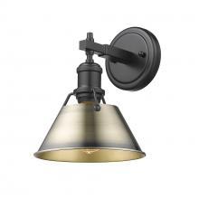 Golden 3306-BA1 BLK-AB - Orwell BLK 1 Light Bath Vanity in Matte Black with Aged Brass shade