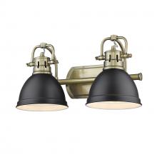 Golden 3602-BA2 AB-BLK - Duncan 2 Light Bath Vanity in Aged Brass with Matte Black Shades