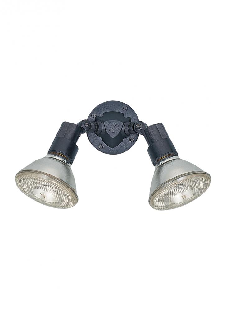 Flood Light traditional 2-light outdoor exterior adjustable swivel flood light in black finish