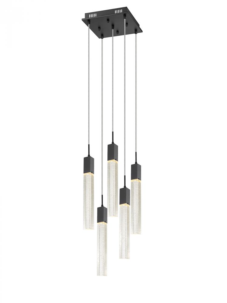 The Original Glacier Avenue Collection Chrome 5 Light Pendant Fixture with Clear Crystal