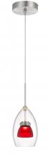 CAL Lighting UP-128-CL-REDFR - Integrated dimmable LED glass mini pendant light. 6W, 450 lumen, 3000K