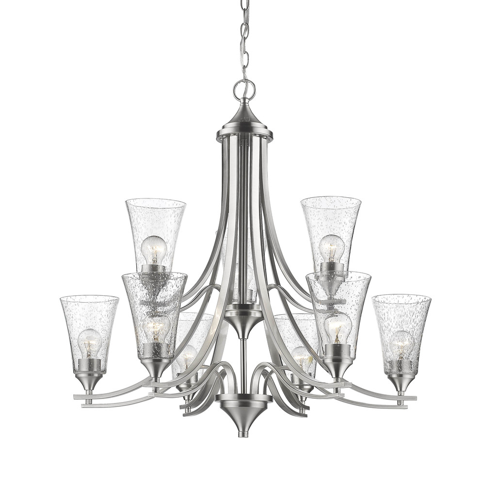 Natalie 9-Light Chandelier Ceiling Light Satin Nickel