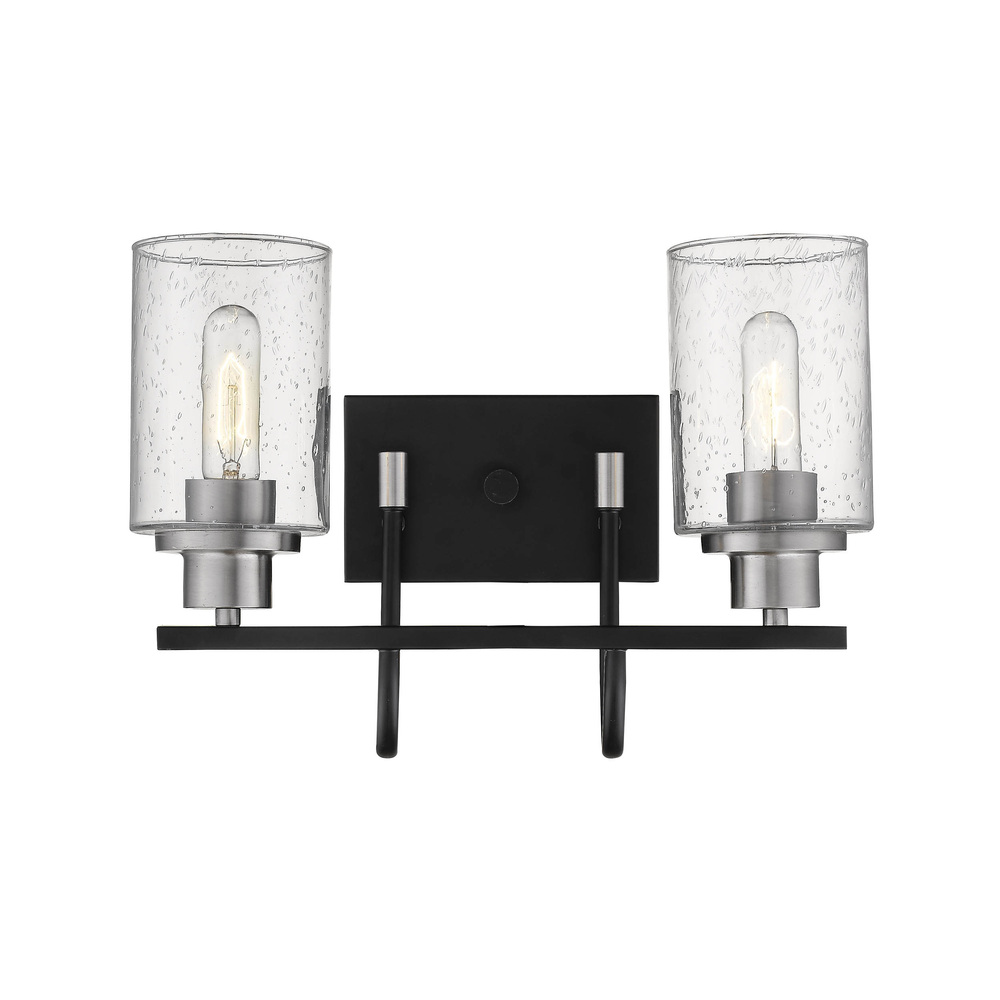 Clifton 2-Light Vanity Matte Black/Brushed Nickel