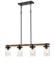 Millennium 3824-MB/WG - Taos 4-Light Island Matte Black/Wood Grain