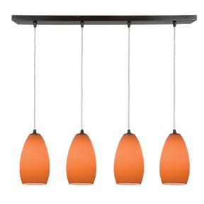 Four Light Oil Rubbed Bronze Orange Glass Island Light