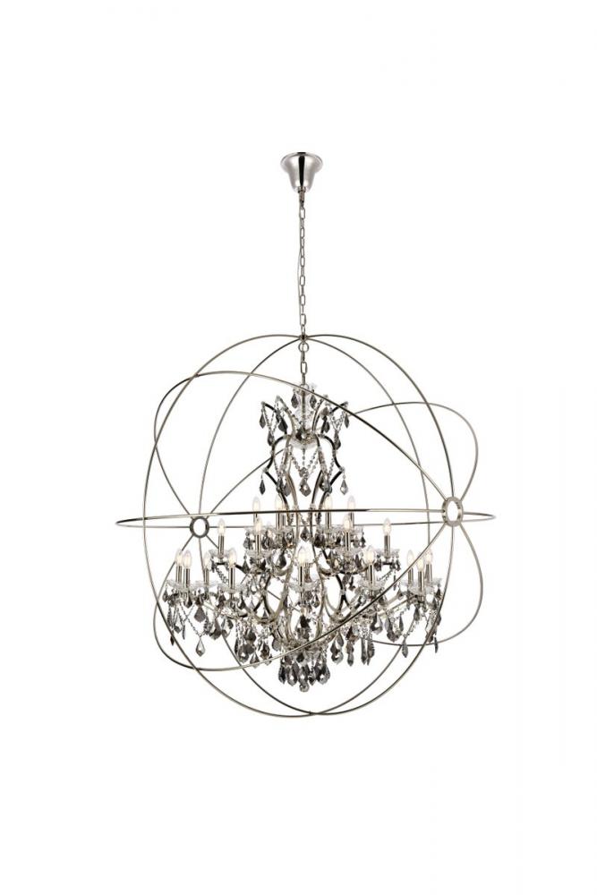 Geneva 25 Light Polished Nickel Chandelier Silver Shade (Grey) Royal Cut Crystal