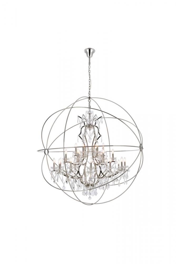 Geneva 25 Light Polished Nickel Chandelier Clear Royal Cut Crystal