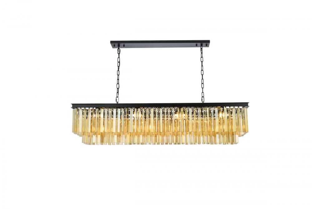 Sydney 12 Light Matte Black Chandelier Golden Teak (Smoky) Royal Cut Crystal