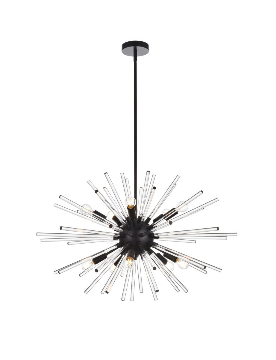 Sienna 32 Inch Crystal Rod Pendant in Black