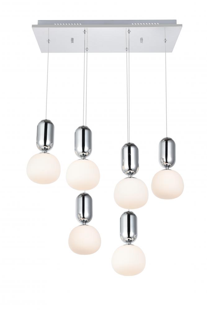 Lea 6 light in Chrome Pendant