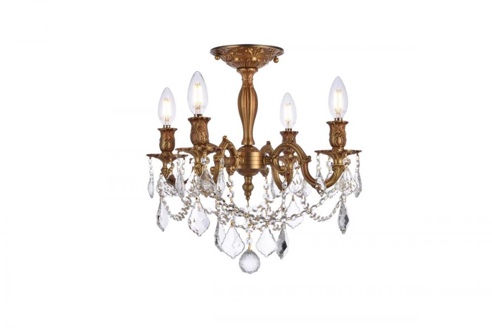 Rosalia 4 Light French Gold Flush Mount Clear Royal Cut Crystal