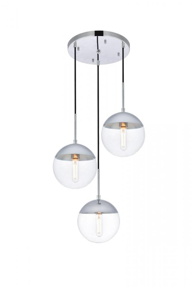 Eclipse 3 Lights Chrome Pendant with Clear Glass