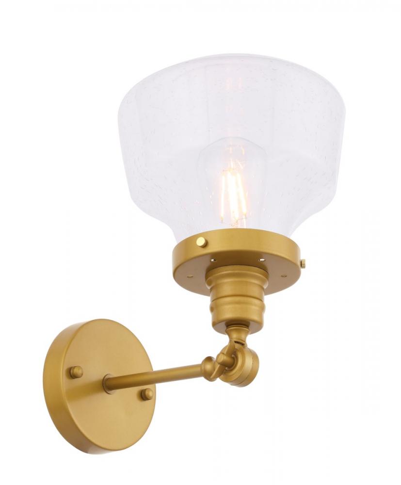 Lyle 1 Light Brass and Clear Seeded Glass Wall Sconce