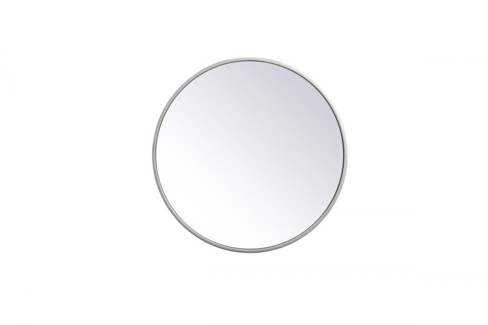 Metal Frame Round Mirror 18 Inch in Silver